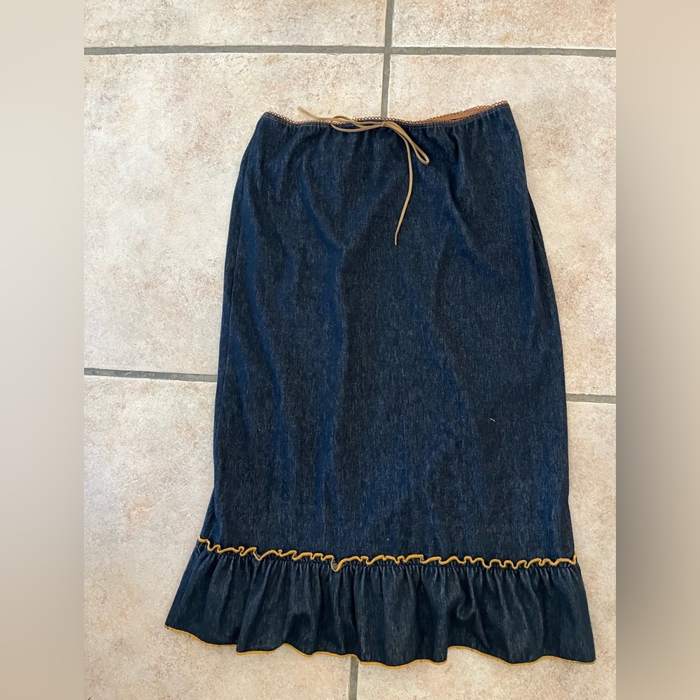 Denim looking Skirt stretchy Propose brand S blue/brown